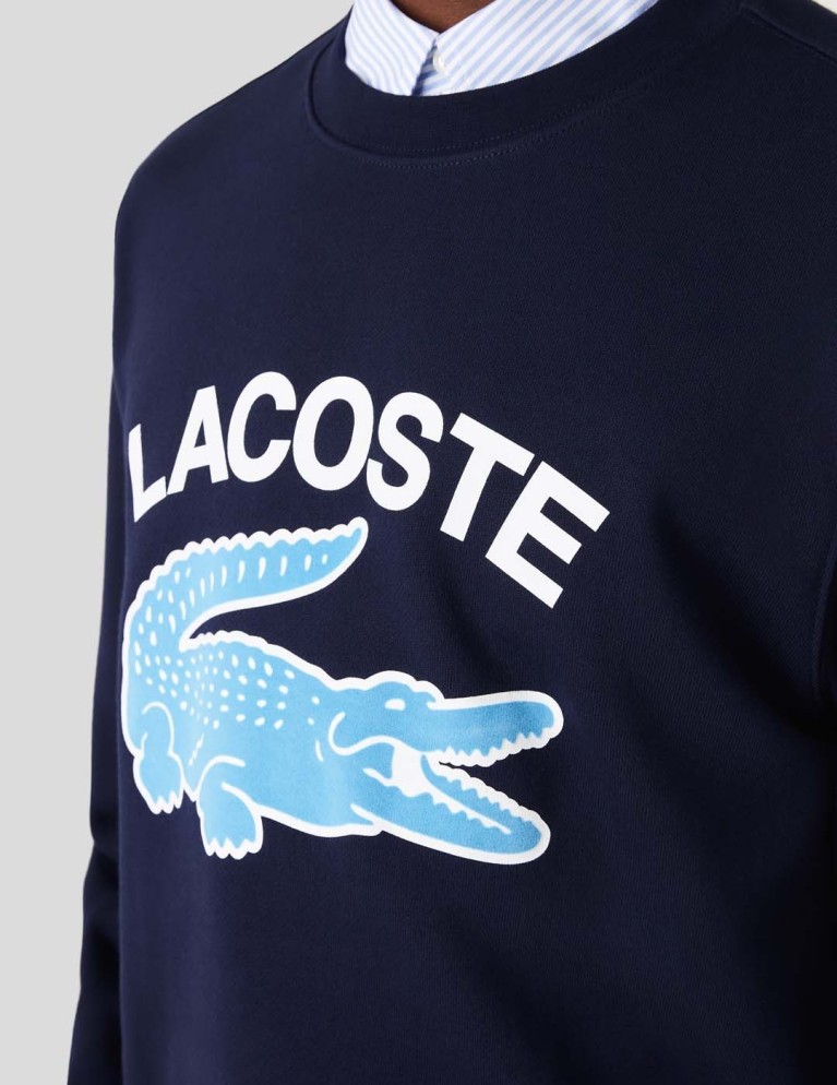 Sudadeira LACOSTE sudadeira pescoço redondo estampada marine